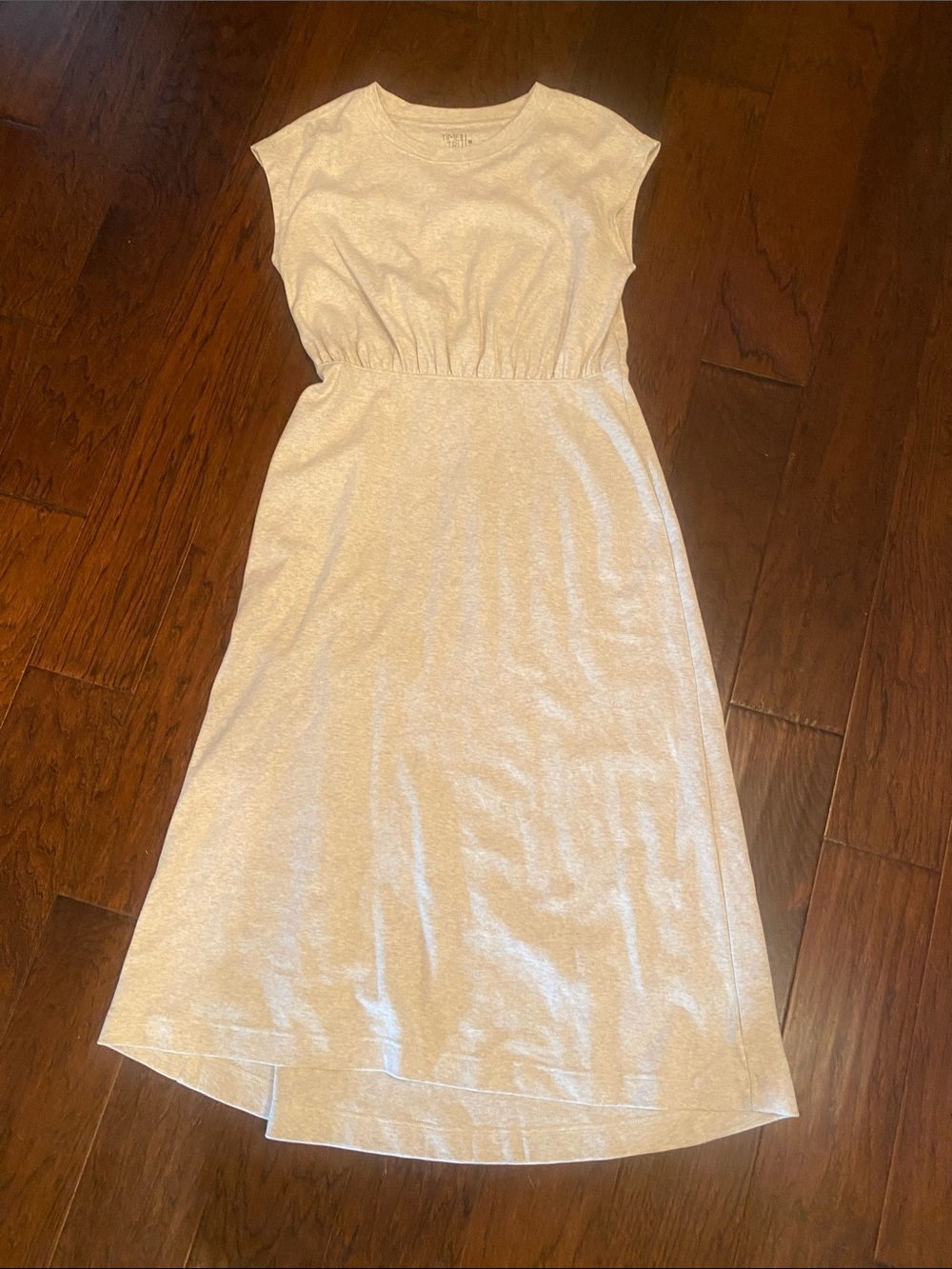 Casual light gray Midi Dress with Elastic Waist